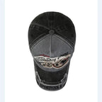 Vintage Washed Embroidered Baseball Cap Adjustable Curved Brim Casual Outdoor Hat