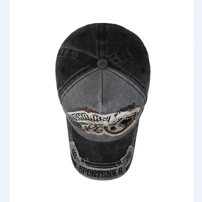 Vintage Washed Embroidered Baseball Cap Adjustable Curved Brim Casual Outdoor Hat