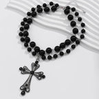 Layered Pearl Cross Necklace for Gothic Dark Feminine Y2K Fashion