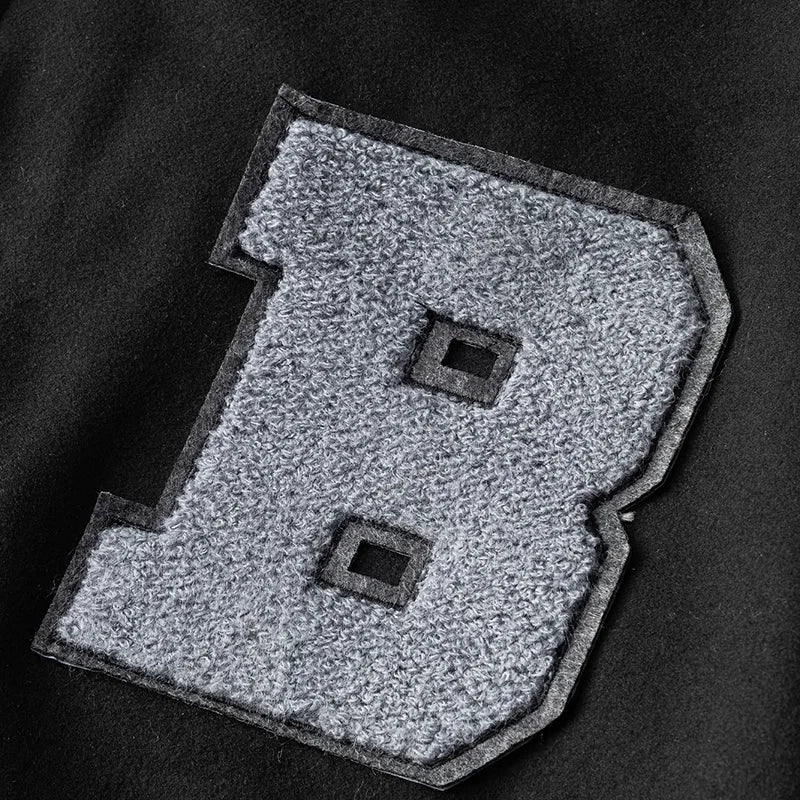 Men's Embroidered Varsity Jacket with Classic Letter Patch Streetwear Style