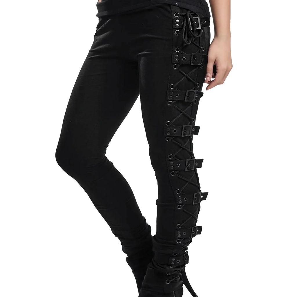Lace Panel Slim Fit Pants Gothic Inspired Alternative Fashion Bottoms