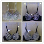Glamorous Rhinestone-Studded Plunge Bra with Crystal Embellishments