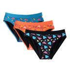Three-Piece Floral Print Menstrual Brief Set with Contrast Waistbands