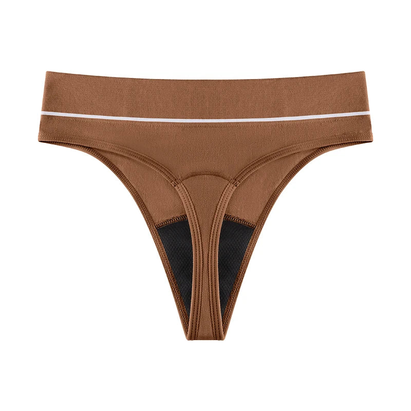 Five-Piece High-Waisted Absorbent Menstrual Thong Set with Lace Waistbands