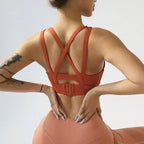 Mauve Criss-Cross Back Sports Bra with Keyhole Detail and Adjustable Band