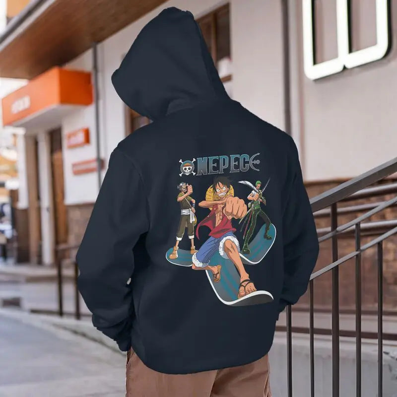 Retro Anime Streetwear Hoodie with Vintage Manga Graphic Artwork