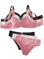 Smooth Pink Underwire Bra and Panty Set with Crisp Contrast Trim