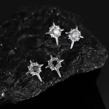 Punk Starburst Clip Earrings With Alternative Celestial Statement Design