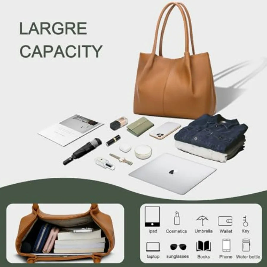 Minimal Large Capacity Tote Shoulder Bag with Clean Structured Design