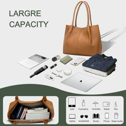 Minimal Large Capacity Tote Shoulder Bag with Clean Structured Design