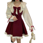 Kawaii Anime-Inspired Bow Accent Dress with Gothic Streetwear Charm