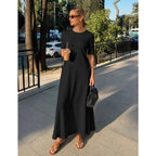 Short Sleeve Maxi T-Shirt Dress with Pockets and Relaxed Silhouette