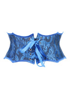 Royal Blue Jacquard Waist Cincher with Dramatic Scalloped Edges and Back Lace-Up