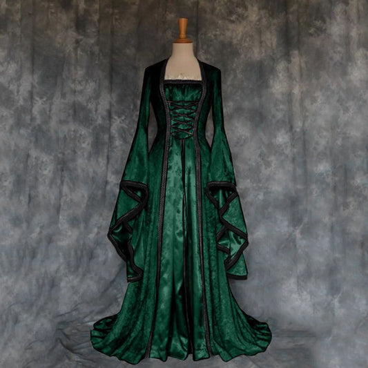 Luxurious Dark Victorian Velvet-Inspired Cloak Dress with Dramatic Gothic Presence