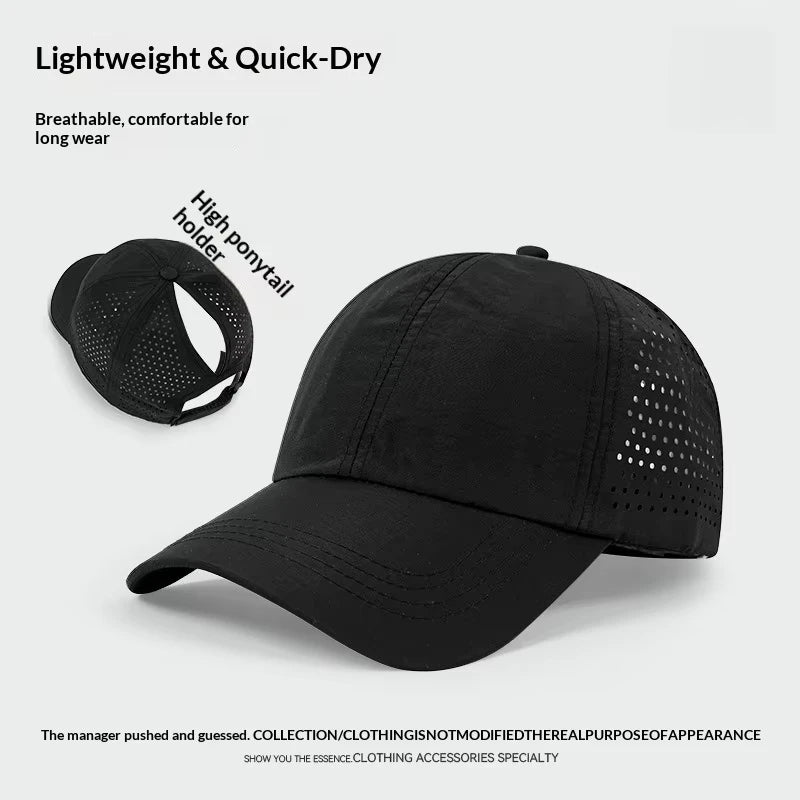 Washed Ponytail Baseball Cap Adjustable Curved Brim Casual Streetwear Outdoor Hat