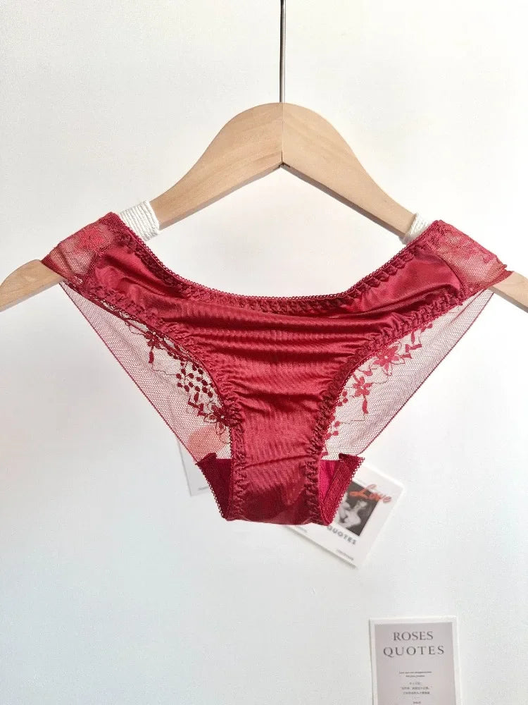 French-Inspired Satin and Lace Demi Balconette Bra and Panty Set