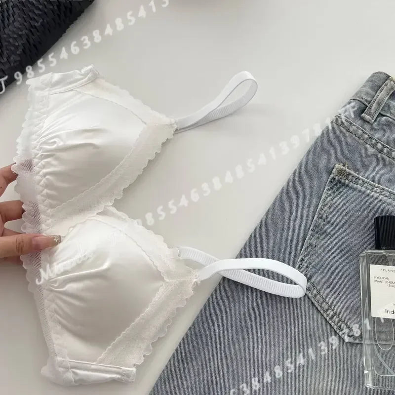 Lustrous Liquid-Satin Triangle Bralette and Matching Scalloped Brief Intimates Set