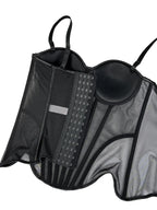 Structured Black Sweetheart Corset Top with Spaghetti Straps