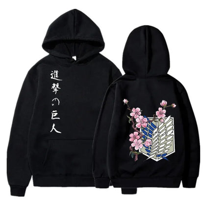 Anime Manga Hoodie With Minimalist Japanese Streetwear Floral Graphic Design
