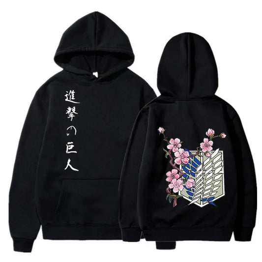 Anime Manga Hoodie With Minimalist Japanese Streetwear Floral Graphic Design