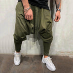 Men's Relaxed Harem Cargo Pants with Cropped Fit and Streetwear Utility Style