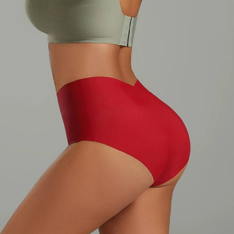 Seven-Piece High-Waisted Seamless Brief Set with Contrast V-Waistbands