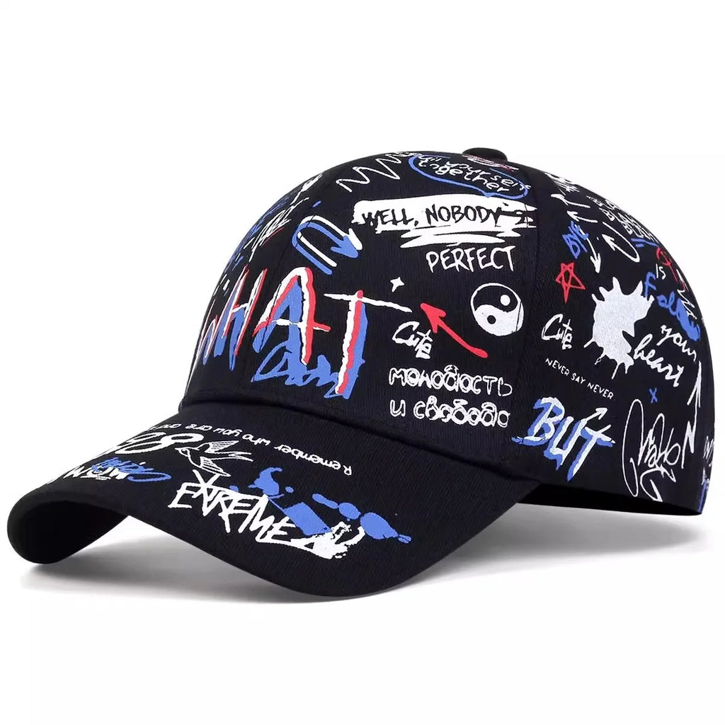 Graffiti Print Baseball Cap Adjustable Curved Brim Urban Streetwear Fashion Hat