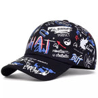 Graffiti Print Baseball Cap Adjustable Curved Brim Urban Streetwear Fashion Hat