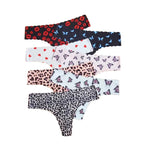 7-Piece Women’s Printed Seamless-Style Briefs Set with Butterfly, Heart and Lip Motifs, Assorted Colors and Playful Design