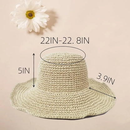 Packable Wide Brim Straw Sun Hat with Foldable Design for Beach Travel and Outdoor Adventures
