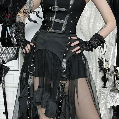 Layered Gothic Corset Dress with Dramatic Alternative Fashion Styling