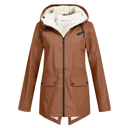 Women's Hooded Plush Lined Zip Jacket with Outdoor Inspired Everyday Comfort Style