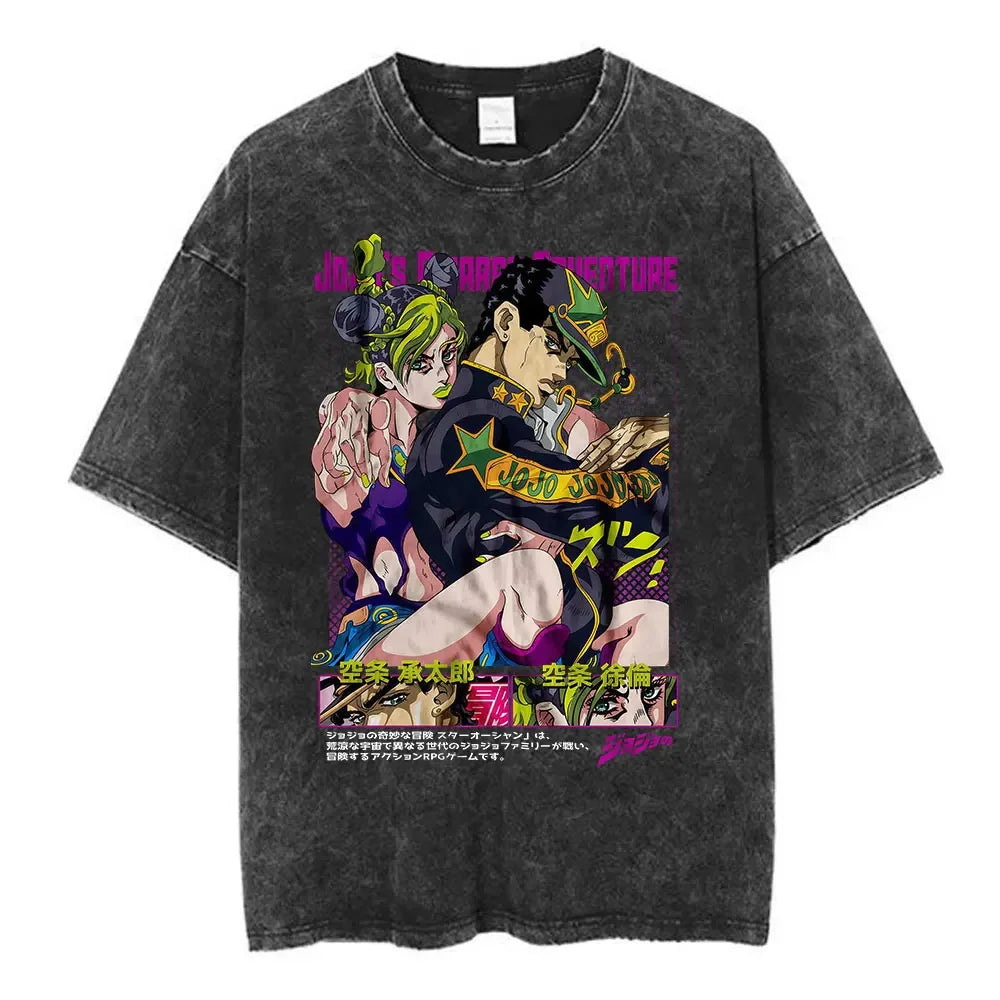Anime Goth Vintage Streetwear Tee with Manga-Inspired Character Art Design