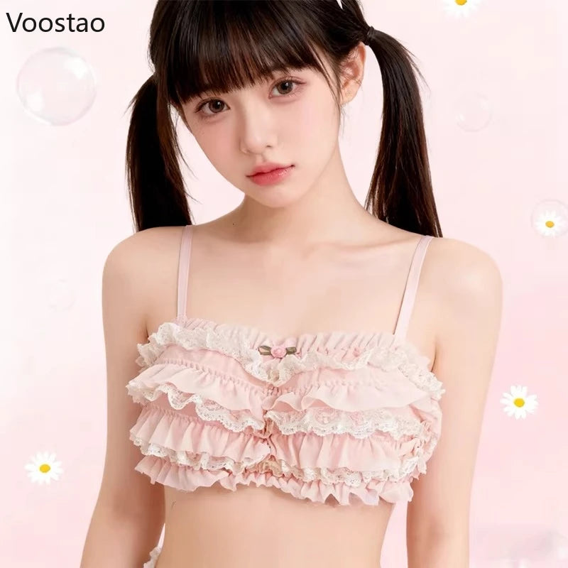 Playful Tiered Ruffle Wire-Free Bralette and Panty Set