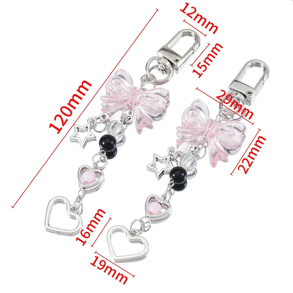 Y2K Charm Keychain with Bow Heart and Star Alternative Accessories