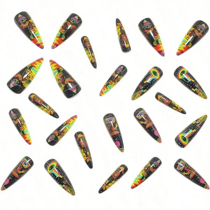 Psychedelic Alternative Stiletto Press-On Nail Art Set