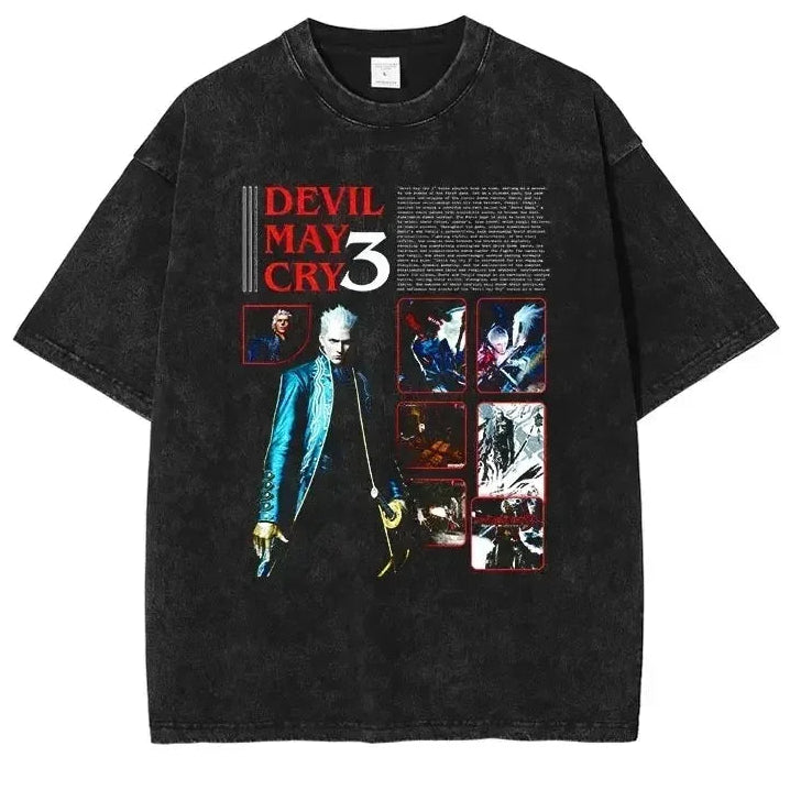 Retro Hunter Anime Graphic Oversized Washed Cotton Streetwear T-Shirt