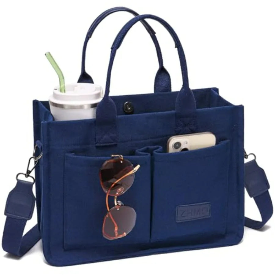 Utility Style Large Capacity Tote Shoulder Bag with Multi Pocket Design