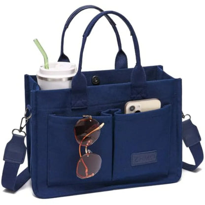 Utility Style Large Capacity Tote Shoulder Bag with Multi Pocket Design