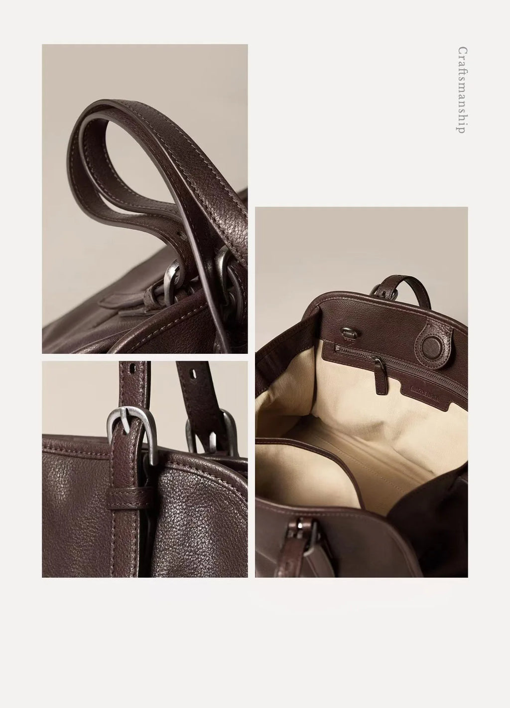 Vintage Inspired Large Capacity Tote Bag with Multi Carry Design