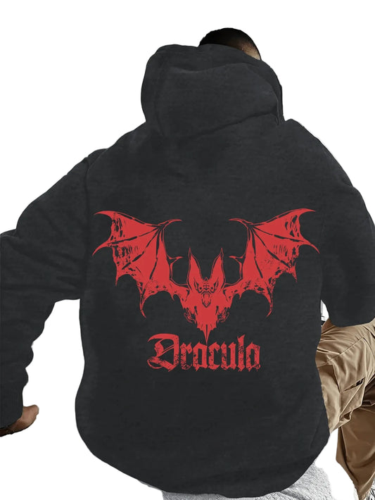 Dracula Wing Graphic Anime Goth Hoodie with Oversized Streetwear Fit