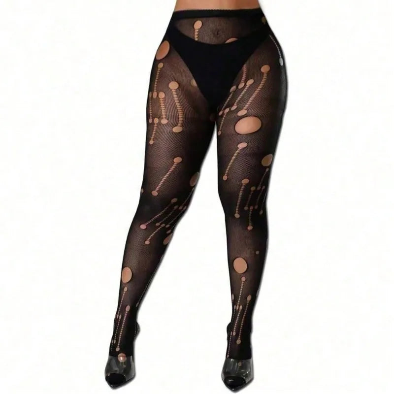 Geometric Pattern Fishnet Tights Alternative Fashion Statement Mesh Pantyhose