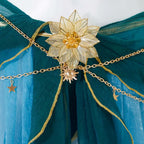 Women's Satin Halter Top and Layered Skirt Set with Detached Sleeves and Coordinated Accessories