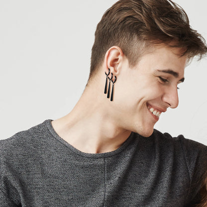 Minimalist Triple Hoop Drop Earrings for Punk and Alternative Fashion Looks