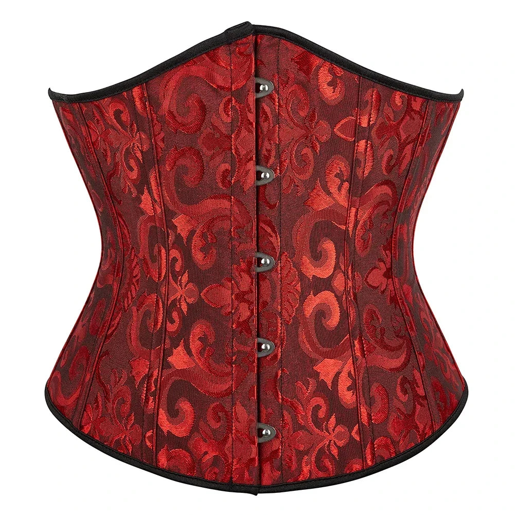 Vintage Jacquard Underbust Corset with Structured Boning and Waist-Defining Fit