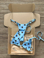 Light Blue and Brown Polka Dot Classic Tie-Side String Bikini Set