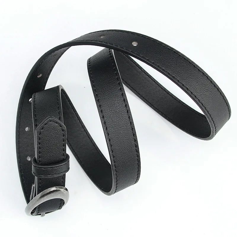 Minimalist Oval Buckle Waist Belt for Vintage Gothic Y2K Outfit Styling