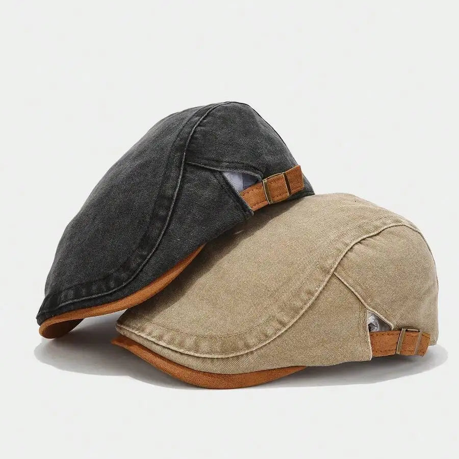 Vintage Washed Cotton Ivy Flat Cap Casual Driving Beret for Everyday Style