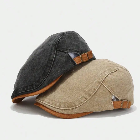 Vintage Washed Cotton Ivy Flat Cap Casual Driving Beret for Everyday Style