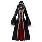 Hooded Gothic Fantasy Robe Dress with Elegant Long Silhouette